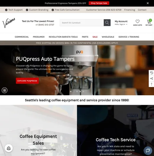 Visions Espresso website